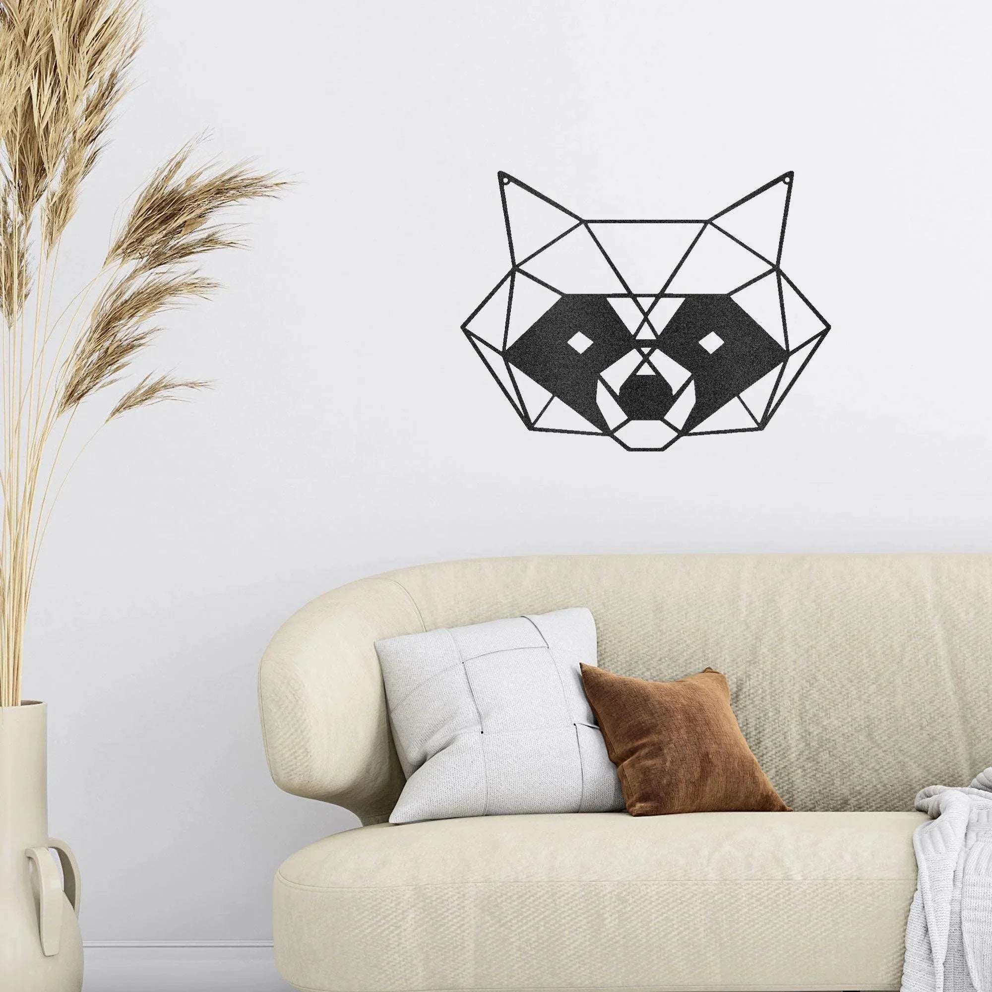 Geometric Raccoon Indoor Outdoor Steel Wall Sign