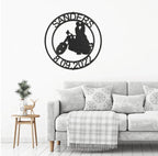 Motorcycle Couple Kissing Custom Metal Art Wall Sign