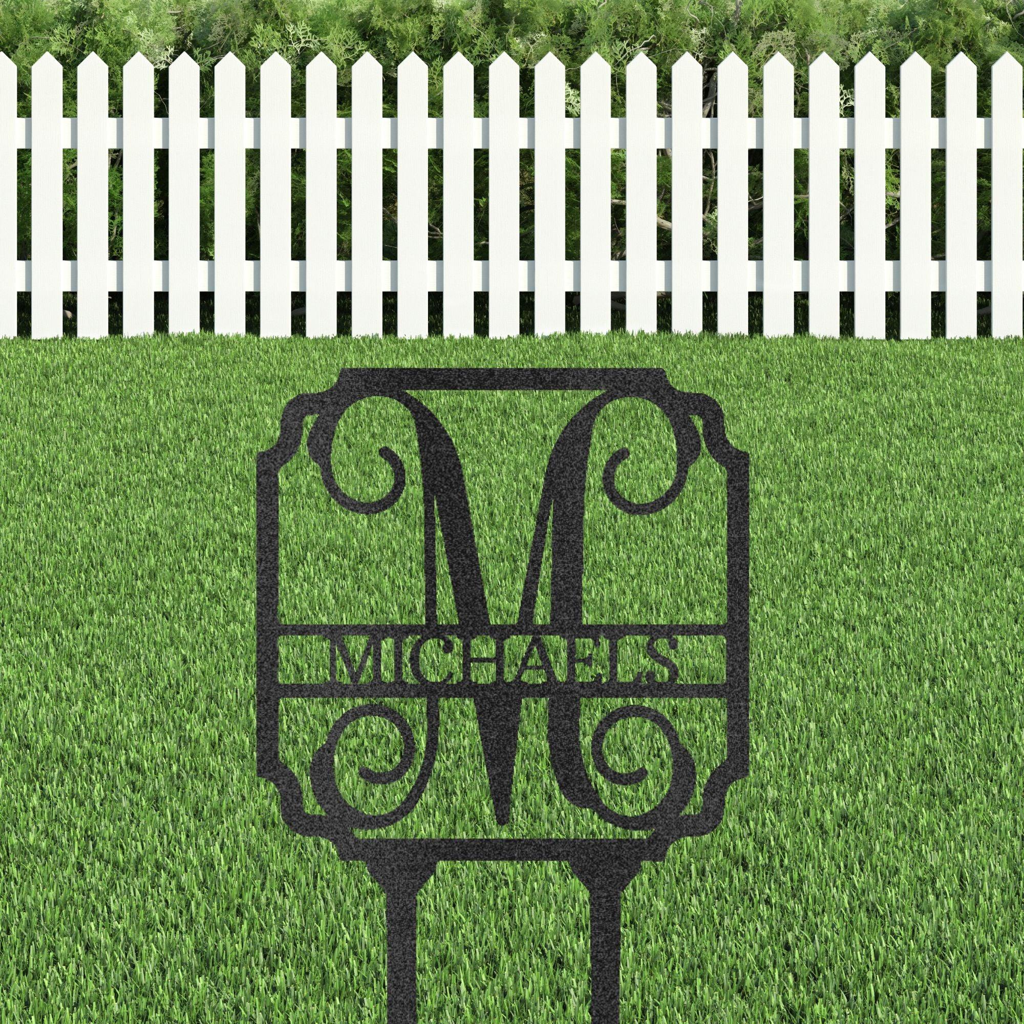 Vine Custom Name Initial Address Garden Lawn Yard Steel Stake Sign - Mallard Moon Gift Shop