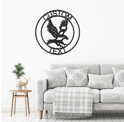 Eagle Personalized Patriotic Metal Art Wall Sign - Mallard Moon Gift Shop
