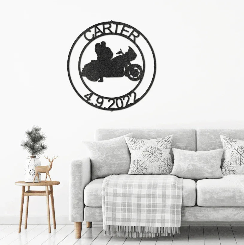 Motorcycle Couple Lovers Custom Metal Art Wall Sign