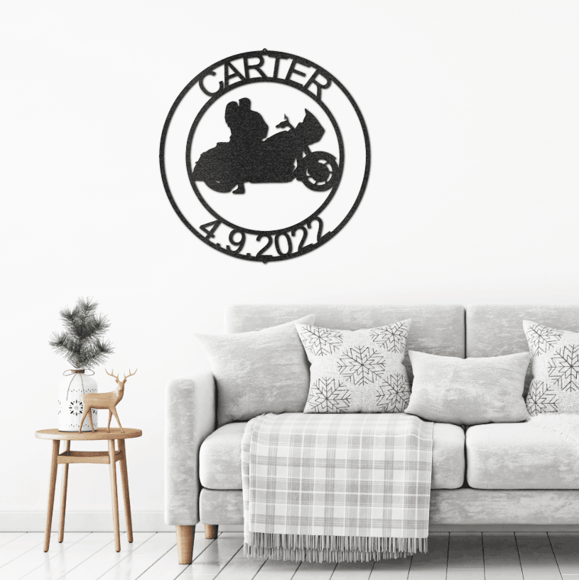 Motorcycle Couple Lovers Custom Metal Art Wall Sign - Mallard Moon Gift Shop