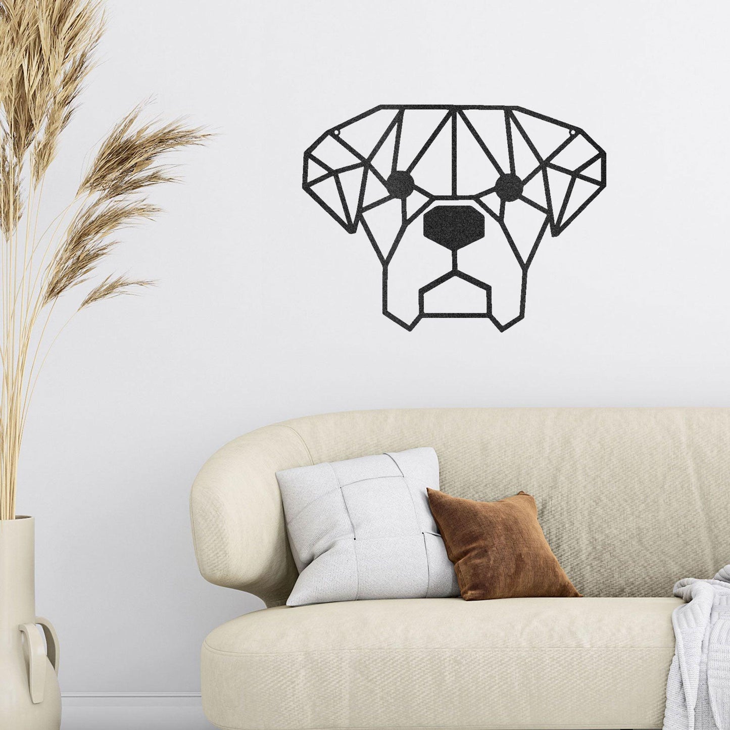 Dog Geometric Face Metal Art Wall Sign - Mallard Moon Gift Shop