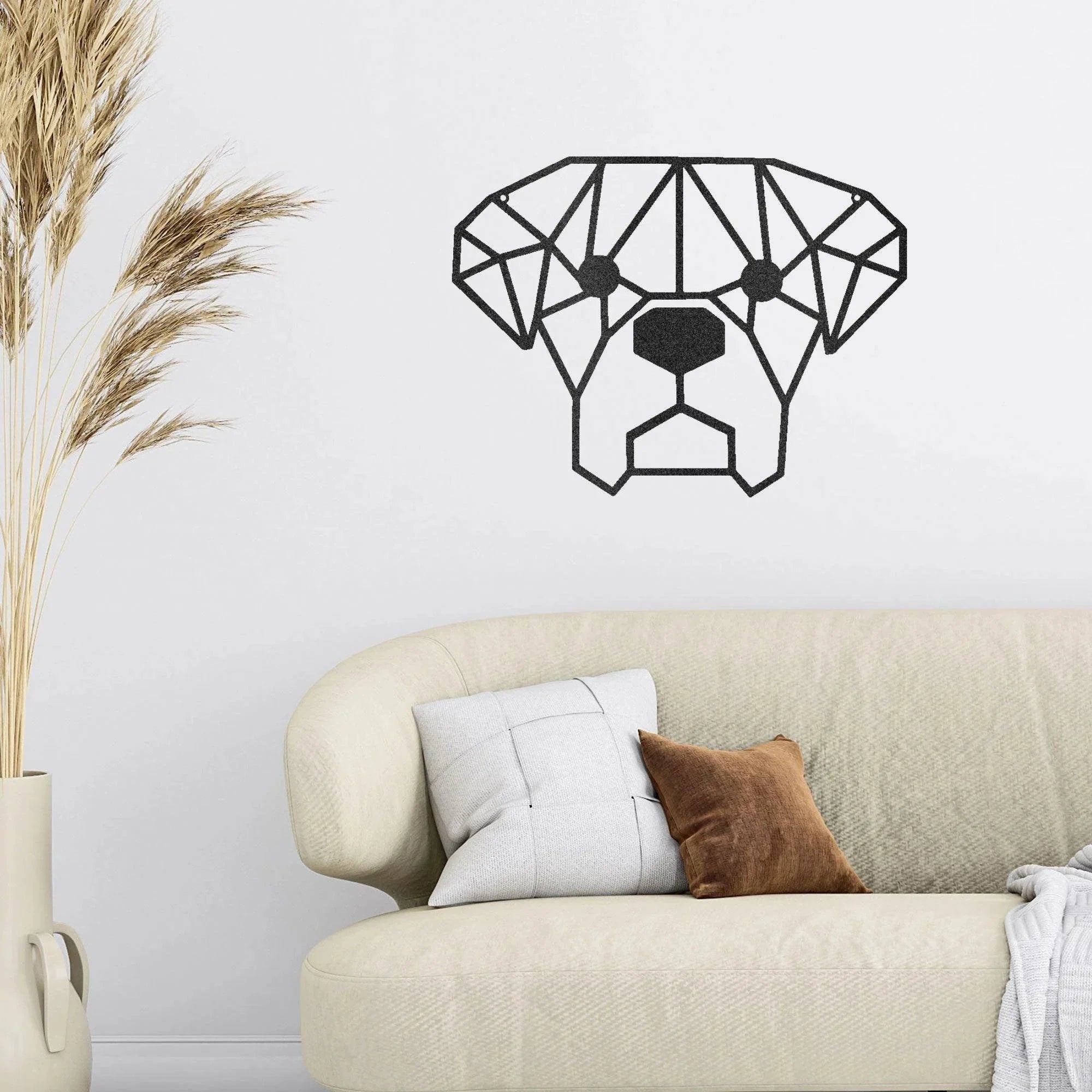 Dog Geometric Face Metal Art Wall Sign