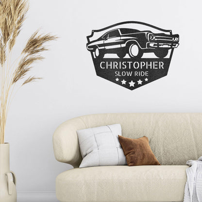 Classic Car Custom Name Indoor Outdoor Steel Wall Sign - Mallard Moon Gift Shop