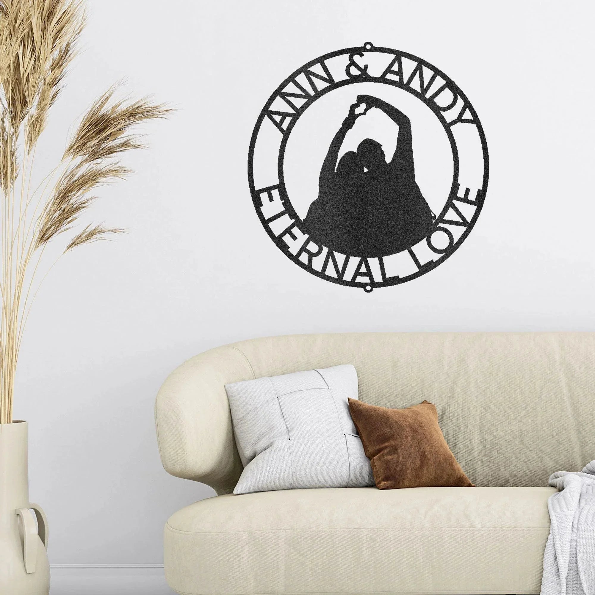 Couple Silhouette Custom Name Steel Wall Sign