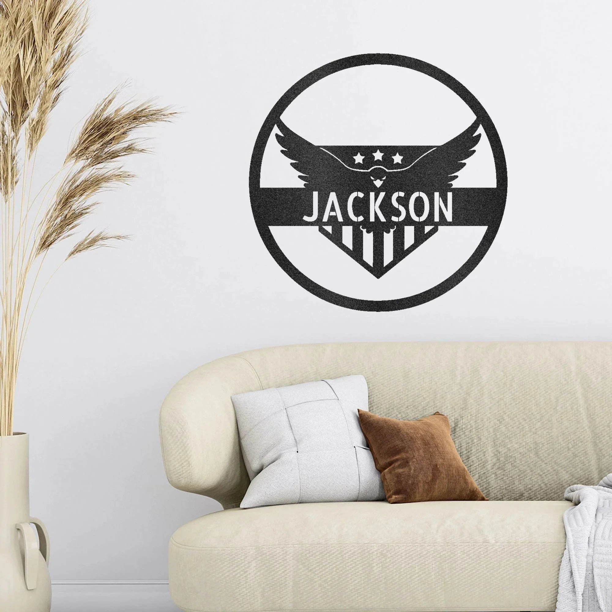 Patriotic Eagle Monogram Personalized Indoor Outdoor Steel Wall Sign Art