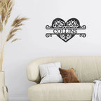 Fancy Heart Custom Name Steel Wall Sign