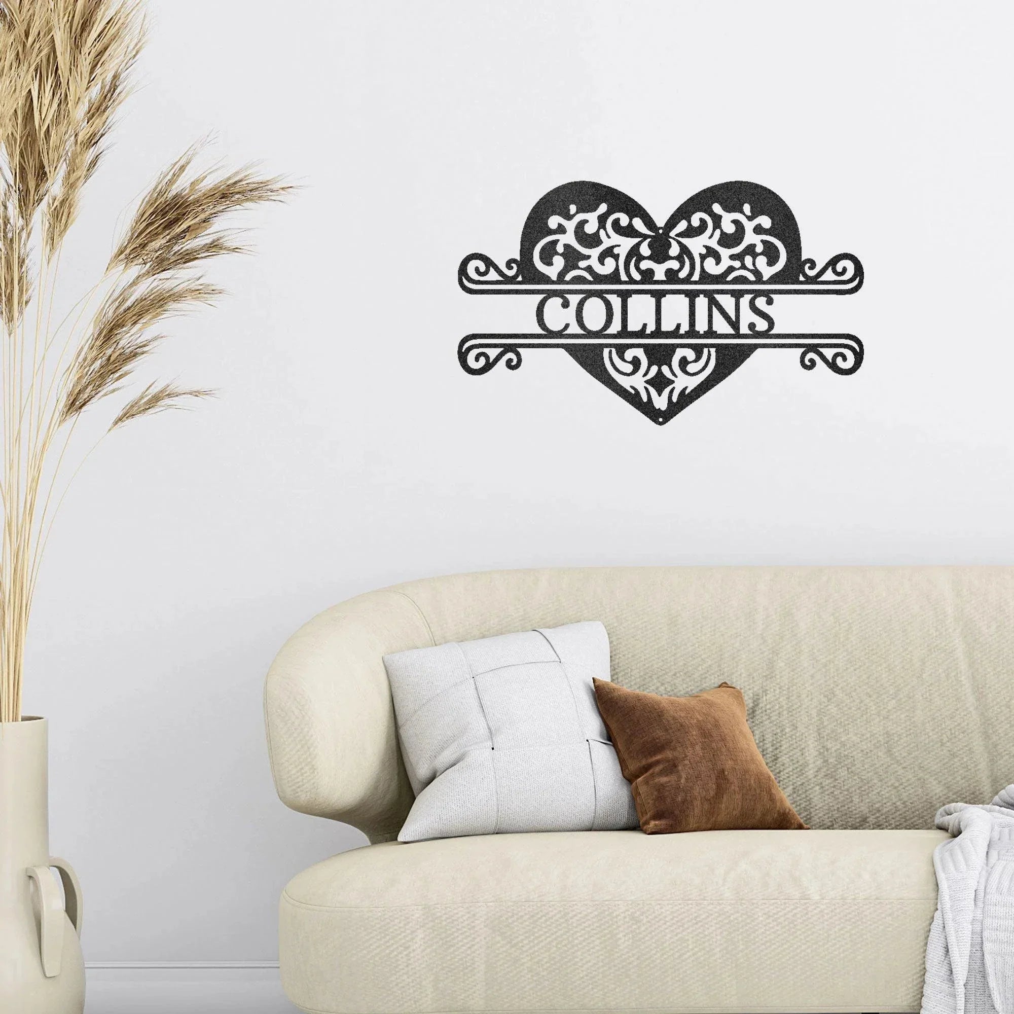 Fancy Heart Custom Name Steel Wall Sign