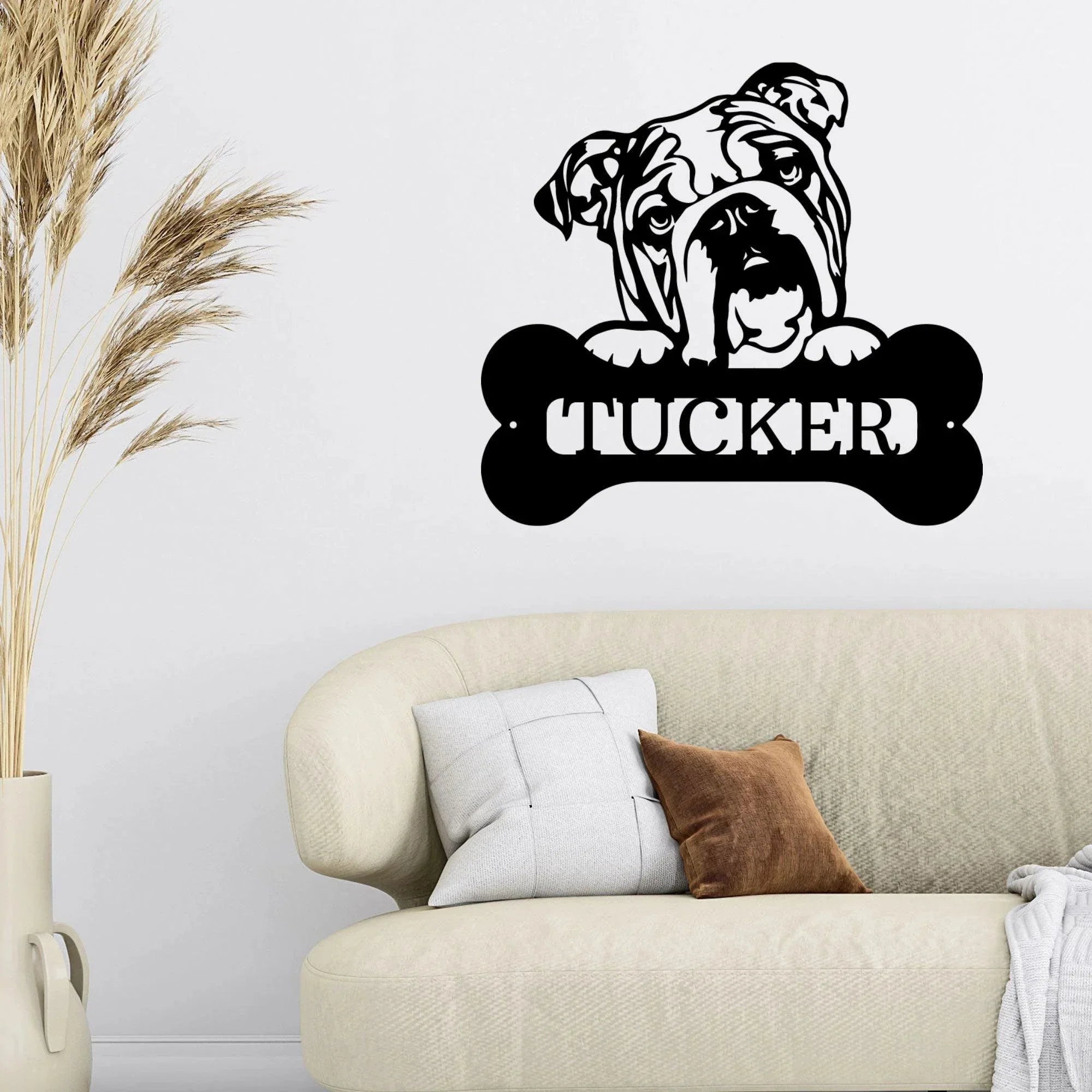 Bulldog Custom Name Metal Art Wall Sign