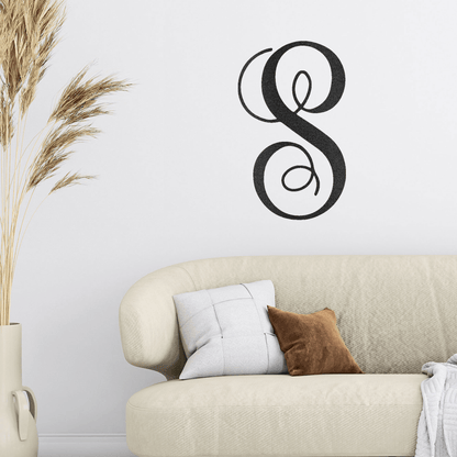 Fancy Initial Custom Monogram Metal Wall Art - Mallard Moon Gift Shop