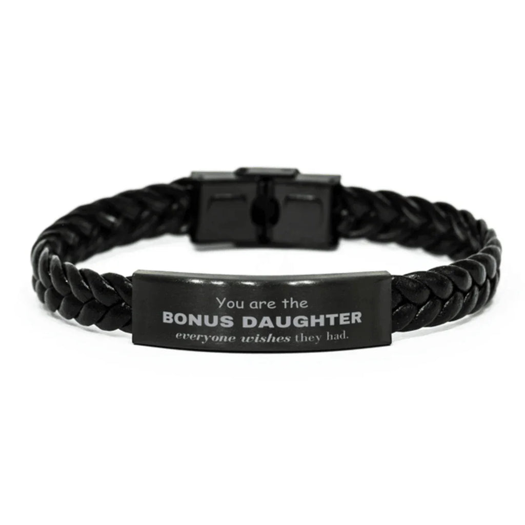 Bonus Daughter Braided Leather Bracelet, Everyone wishes they had, Inspirational Bracelet For Bonus Daughter, Bonus Daughter Gifts, Birthday Christmas Unique Gifts For Bonus Daughter