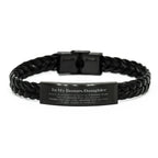 Bonus Daughter Braided Leather Bracelet Gifts, To My Bonus Daughter You are braver than you believe, stronger than you seem, Inspirational Gifts For Bonus Daughter Engraved, Birthday, Christmas Gifts For Bonus Daughter Men Women