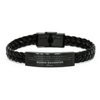 Bonus Daughter Braided Leather Engraved Bracelet- Always Follow your Dreams - Birthday, Christmas Holiday Jewelry Gift