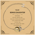 Bonus Daughter Gifts, To My Bonus Daughter Remember, you will never lose. You will either WIN or LEARN, Keepsake Sunflower Bracelet For Bonus Daughter Card, Birthday Christmas Gifts Ideas For Bonus Daughter X-mas Gifts
