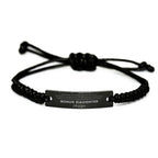Bonus Daughter Handmade Engraved Braided Rope Bracelet- Always Follow your Dreams - Birthday, Christmas Holiday Jewelry Gift
