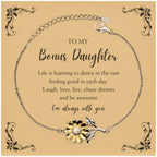 Bonus Daughter Sunflower Bracelet - Life is Learning to Dance in the Rain Birthday, Christmas Holiday Gifts