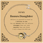 Bonus Daughter Sunflower Bracelet You are braver than you believe, stronger than you seem, Inspirational Birthday, Christmas Gifts
