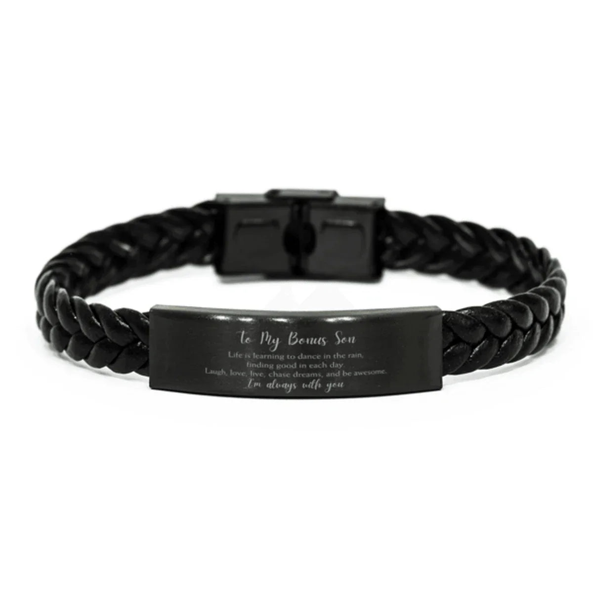 Bonus Son Braided Leather Bracelet Life is Learning to Dance in the Rain - Birthday, Christmas Holiday Gifts