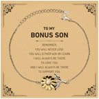 Bonus Son Gifts, To My Bonus Son Remember, you will never lose. You will either WIN or LEARN, Keepsake Sunflower Bracelet For Bonus Son Card, Birthday Christmas Gifts Ideas For Bonus Son X-mas Gifts