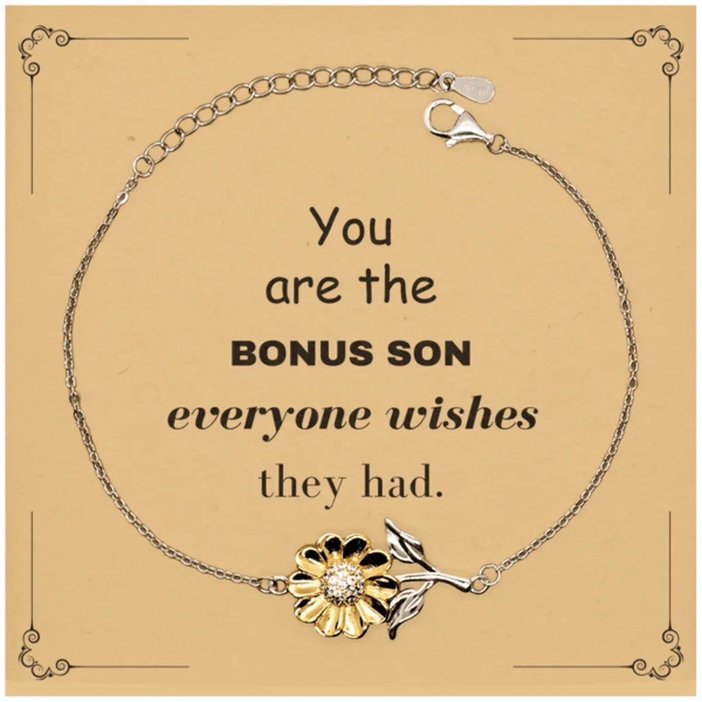Bonus Son Sunflower Bracelet, Everyone wishes they had, Inspirational Bracelet For Bonus Son, Bonus Son Gifts, Birthday Christmas Unique Gifts For Bonus Son