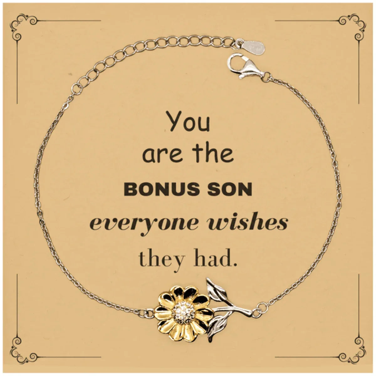 Bonus Son Sunflower Bracelet, Everyone wishes they had, Inspirational Bracelet For Bonus Son, Bonus Son Gifts, Birthday Christmas Unique Gifts For Bonus Son