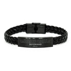Boyfriend Braided Leather Engraved Bracelet - Always Follow your Dreams - Birthday, Christmas Holiday Jewelry Gift