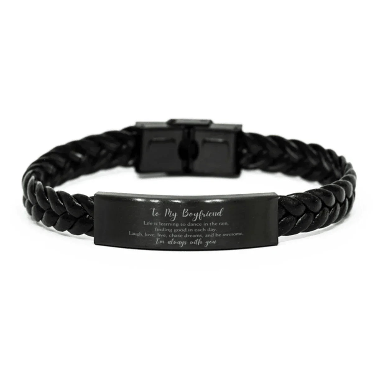 Boyfriend Braided Leather Bracelet Life is Learning to Dance in the Rain - Birthday, Christmas Holiday Gifts