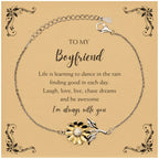 Boyfriend Sunflower Bracelet - Life is Learning to Dance in the Rain Birthday, Christmas Holiday Gifts