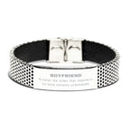 Boyfriend Long Distance Relationship Gifts, No matter the miles that separate us, Cute Love Stainless Steel Bracelet For Boyfriend, Birthday Christmas Unique Gifts For Boyfriend