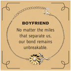 Boyfriend Long Distance Relationship Gifts, No matter the miles that separate us, Cute Love Sunflower Bracelet For Boyfriend, Birthday Christmas Unique Gifts For Boyfriend