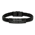Boyfriend Long Distance Relationship No matter the miles that separate us, Our Bond Remains Unbreakable Braided Leather Bracelet Birthday Graduation Christmas Unique Gifts