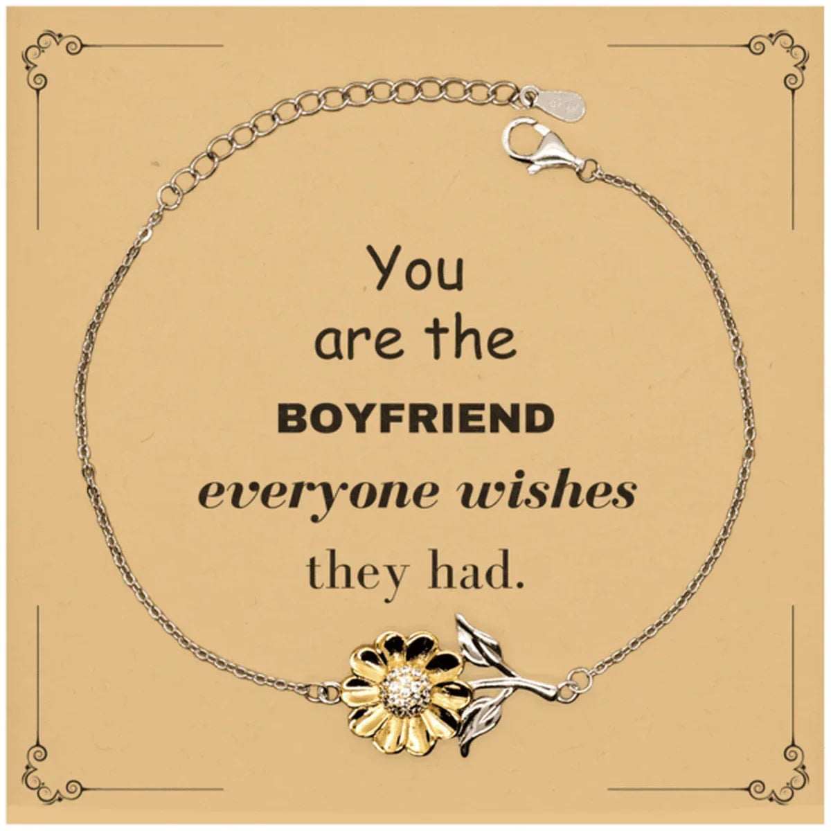 Boyfriend Sunflower Bracelet, Everyone wishes they had, Inspirational Bracelet For Boyfriend, Boyfriend Gifts, Birthday Christmas Unique Gifts For Boyfriend