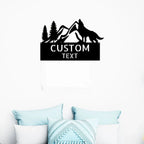Coyote and Mountains Custom Name Metal Wall Sign