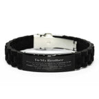 Brother Black Glidelock Clasp Engraved Bracelet - You are braver than you believe, stronger than you seem, Inspirational Birthday, Christmas Gifts