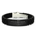 Brother In Law Black Glidelock Clasp Bracelet Gifts, To My Brother In Law You are braver than you believe, stronger than you seem, Inspirational Gifts For Brother In Law Engraved, Birthday, Christmas Gifts For Brother In Law Men Women