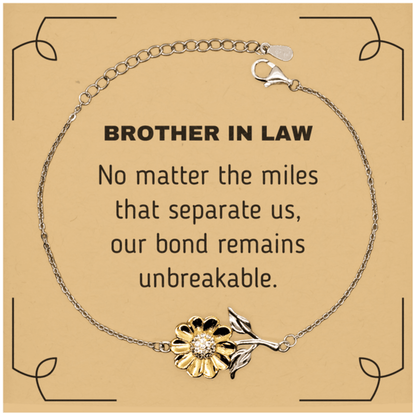Brother In Law Long Distance Relationship Gifts, No matter the miles that separate us, Cute Love Sunflower Bracelet For Brother In Law, Birthday Christmas Unique Gifts For Brother In Law - Mallard Moon Gift Shop