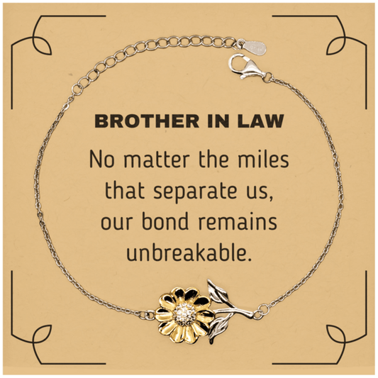 Brother In Law Long Distance Relationship Gifts, No matter the miles that separate us, Cute Love Sunflower Bracelet For Brother In Law, Birthday Christmas Unique Gifts For Brother In Law - Mallard Moon Gift Shop