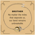 Brother Long Distance Relationship Gifts, No matter the miles that separate us, Cute Love Sunflower Bracelet For Brother, Birthday Christmas Unique Gifts For Brother