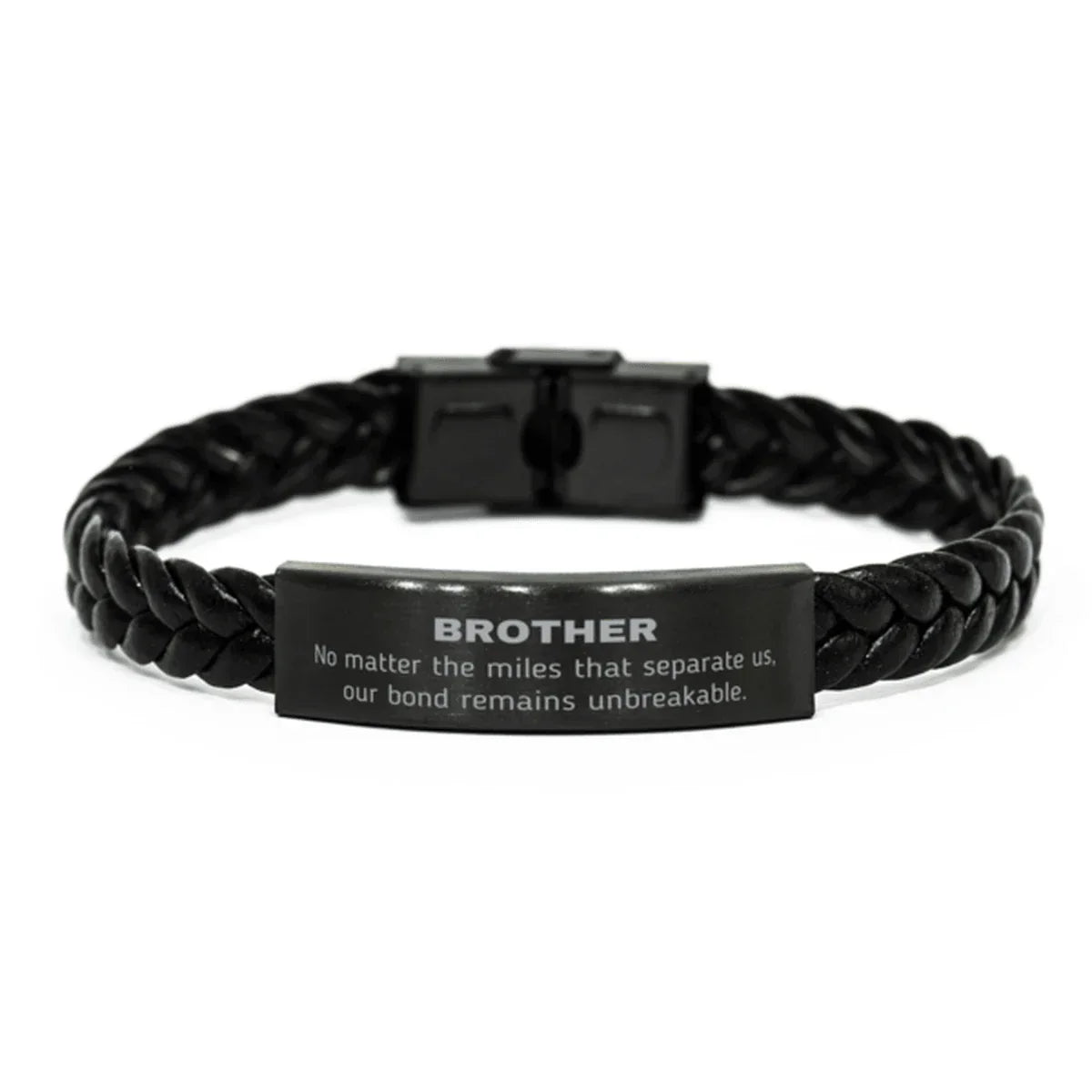 Brother Long Distance Relationship No matter the miles that separate us, Our Bond Remains Unbreakable Braided Leather Bracelet Birthday Graduation Christmas Unique Gifts