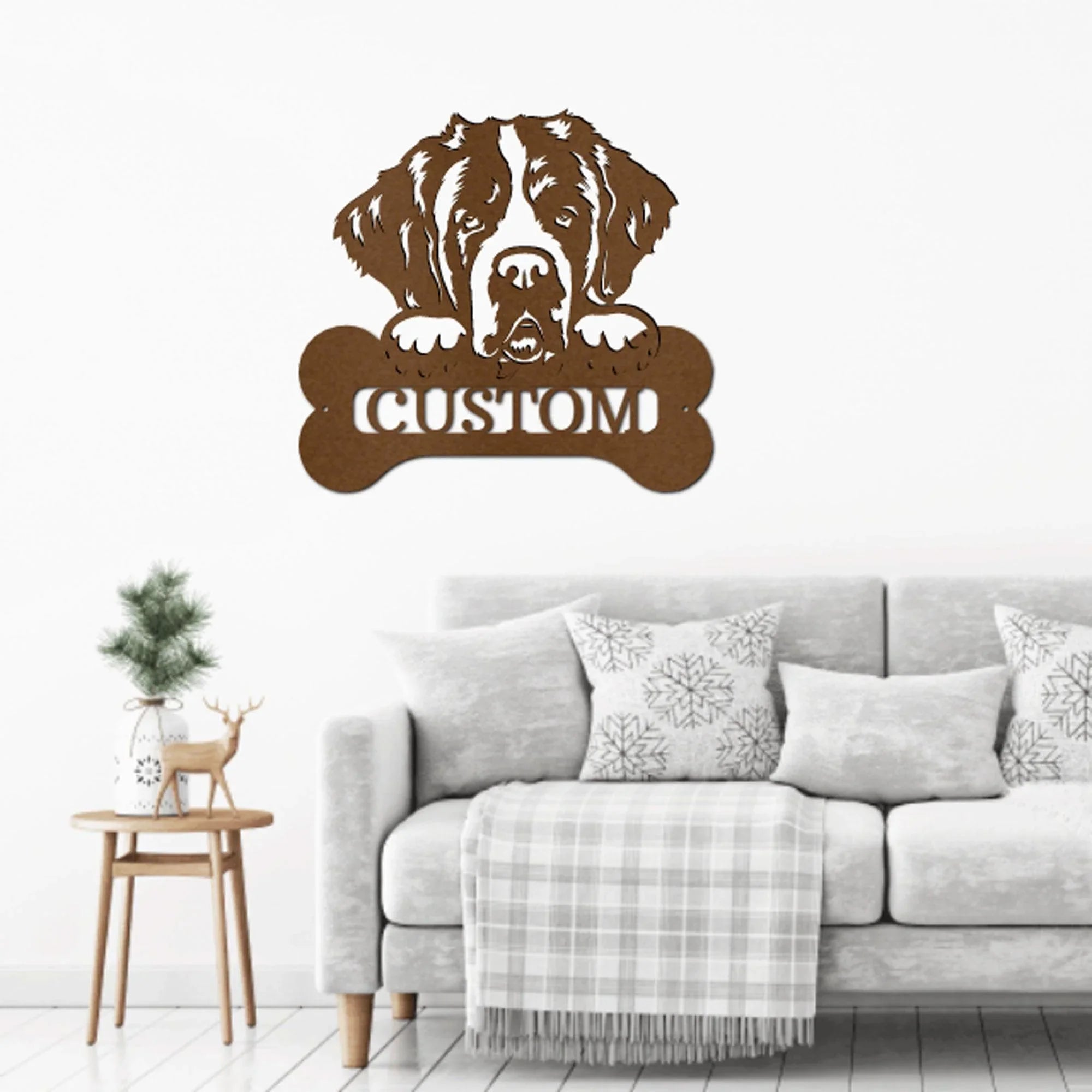 St. Bernard Dog Custom Name Metal Art Wall Sign