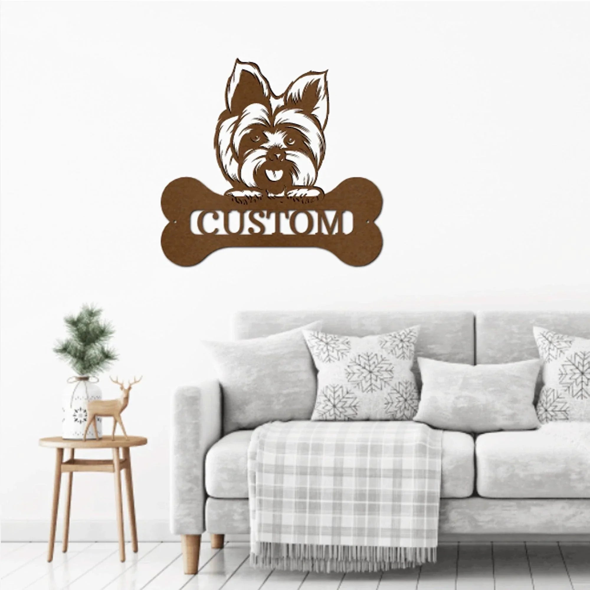 Yorkshire Terrier Dog Custom Name Metal Art Wall Sign