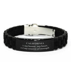 California is my home Gifts, Lovely California Birthday Christmas Black Glidelock Clasp Bracelet For People from California, Men, Women, Friends