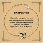 Carpenter Sunflower Bracelet - Thanks for being who you are - Birthday Christmas Jewelry Gifts Coworkers Colleague Boss
