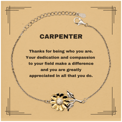 Carpenter Sunflower Bracelet - Thanks for being who you are - Birthday Christmas Jewelry Gifts Coworkers Colleague Boss - Mallard Moon Gift Shop