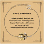 Case Manager Sunflower Bracelet - Thanks for being who you are - Birthday Christmas Jewelry Gifts Coworkers Colleague Boss