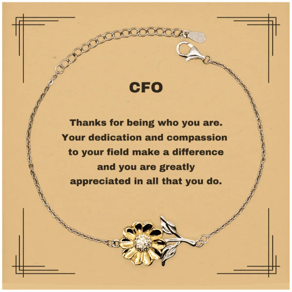 CFO Sunflower Bracelet - Thanks for being who you are - Birthday Christmas Jewelry Gifts Coworkers Colleague Boss