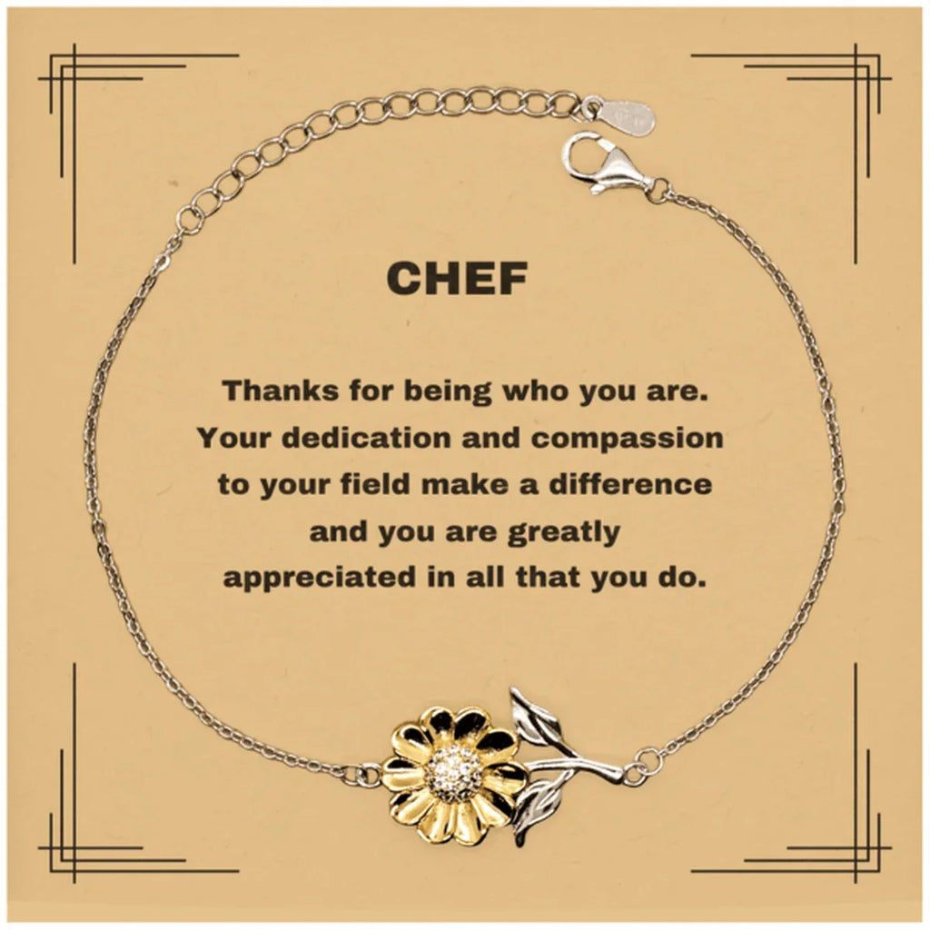 Chef Sunflower Bracelet - Thanks for being who you are - Birthday Christmas Jewelry Gifts Coworkers Colleague Boss