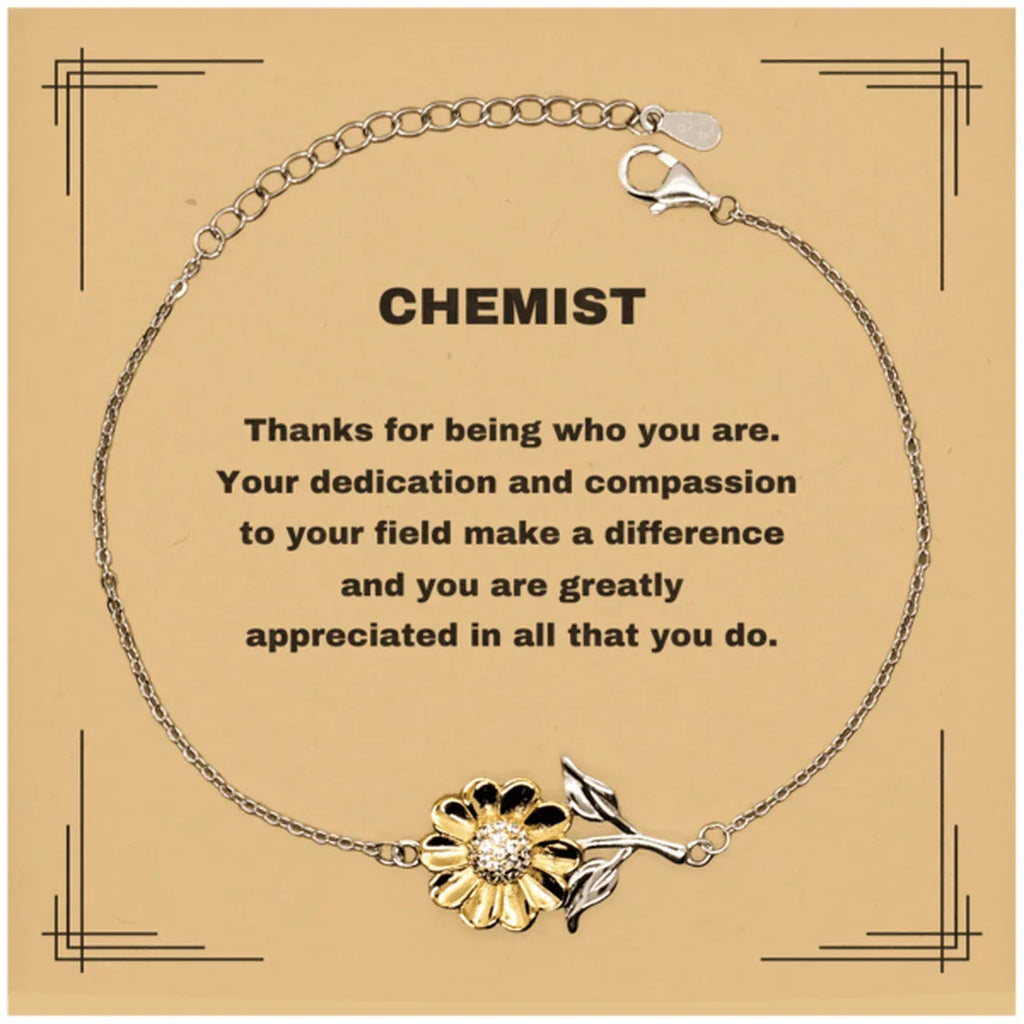 Chemist Sunflower Bracelet - Thanks for being who you are - Birthday Christmas Jewelry Gifts Coworkers Colleague Boss
