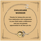 Childcare Worker Sunflower Bracelet - Thanks for being who you are - Birthday Christmas Jewelry Gifts Coworkers Colleague Boss
